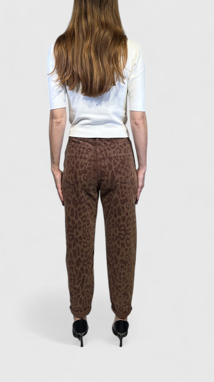 KONTATTO -PANTALONE CARROT ANIMALIER